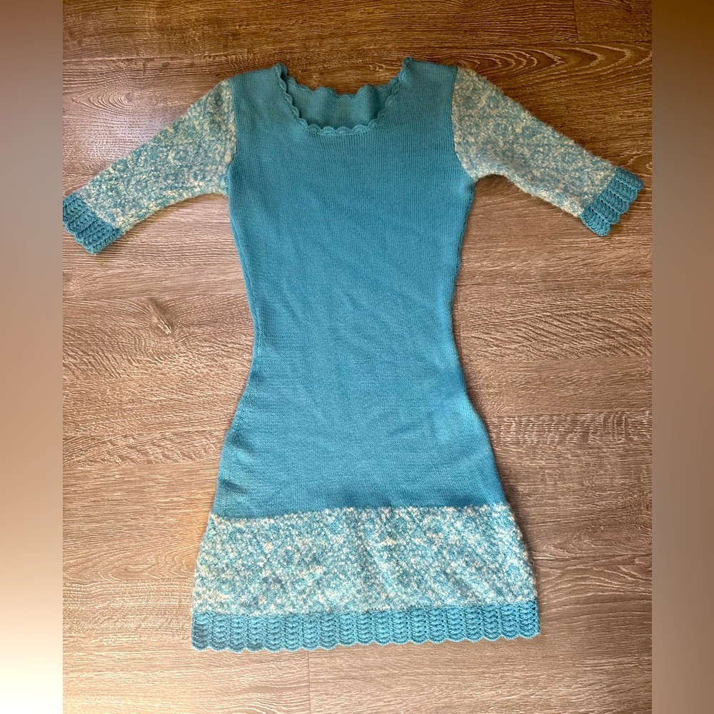 Sky blue cashmere wool mini sweater dress